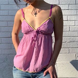 Victoria’s Secret Pout Y2K Babydoll Cami Pink Empire Waist Top